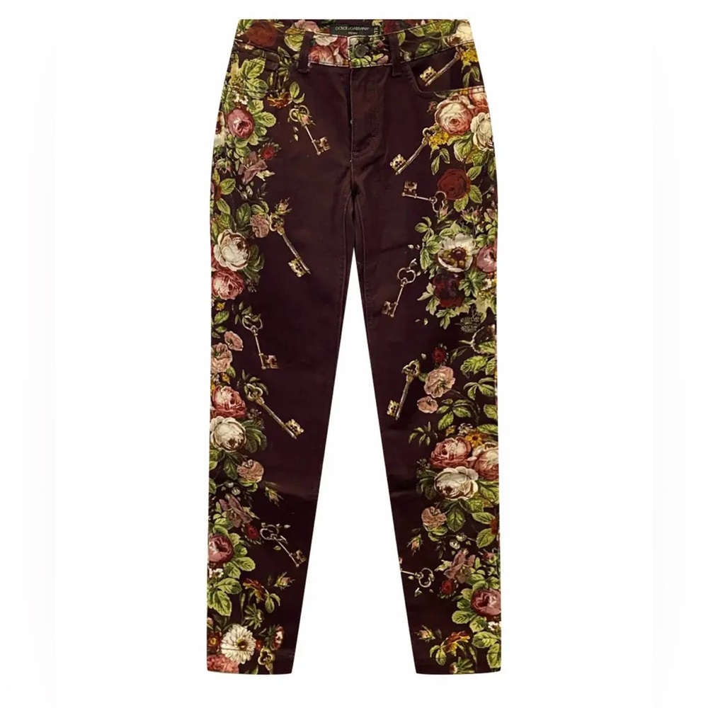 NWT DOLCE & GABBANA Floral Printed Tapered Pants Size IT40 (US 4) $895 Retail